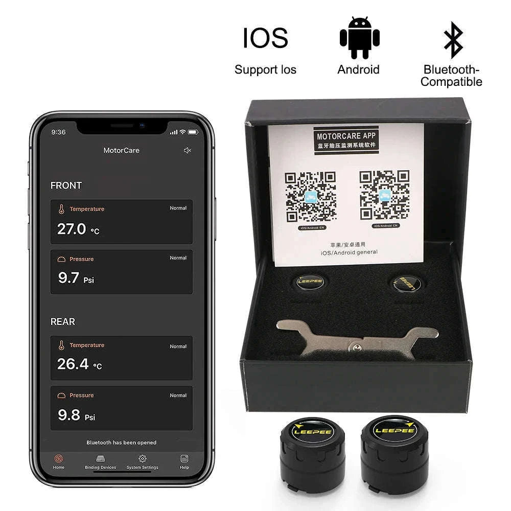Motorcycle TPMS Bluetooth Tire Pressure Monitoring System-Portable