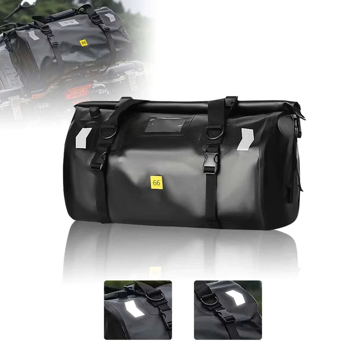 Motorcycle Waterproof Tail Bag Roll Top Dry Luggage 20L–100L-logo-66L