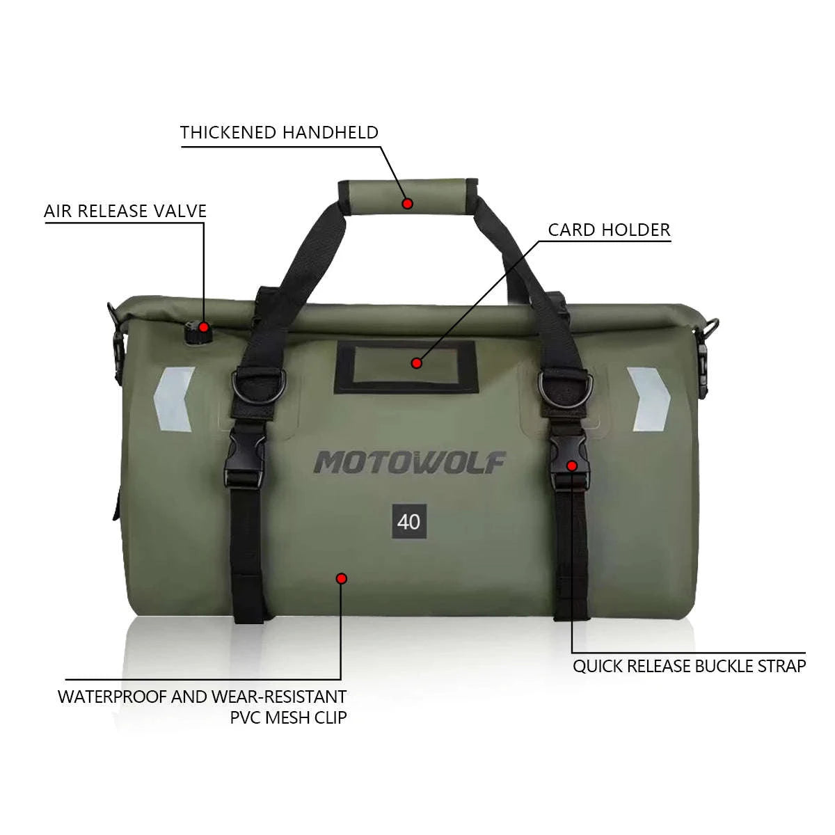 Motorcycle Waterproof Tail Bag Roll Top Dry Luggage 20L–100L-logo-66L