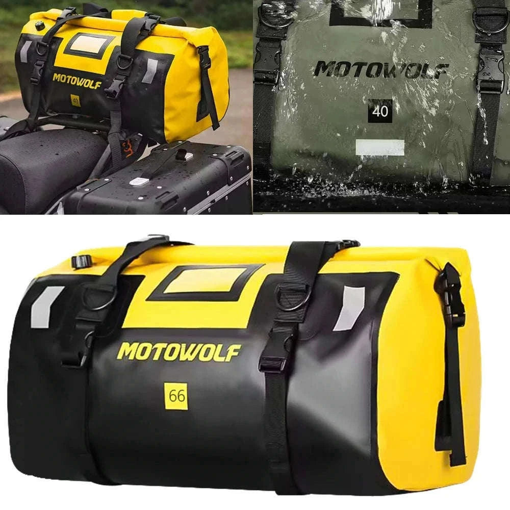 Motorcycle Waterproof Tail Bag Roll Top Dry Luggage 20L–100L-logo-66L