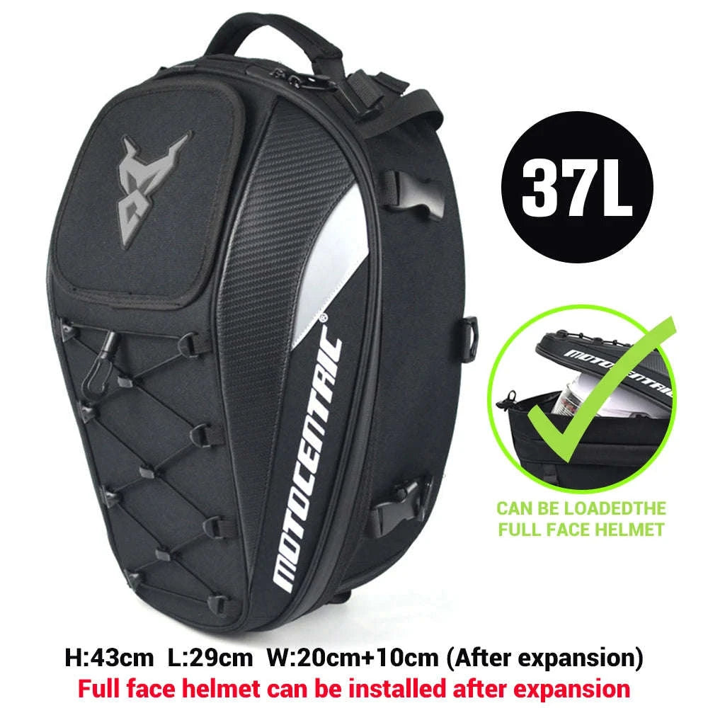 Motorcycle Waterproof Tail Bag with Expandable Helmet Storage-MC-0102-Gray
