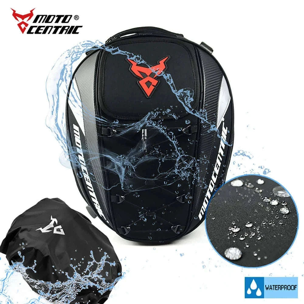 Motorcycle Waterproof Tail Bag with Expandable Helmet Storage-MC-0102-Red