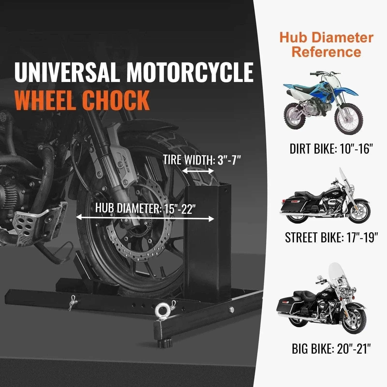 Motorcycle Wheel Chock Upright 1800 lb Adjustable Steel Stand-3 Adjustable Holes / france
