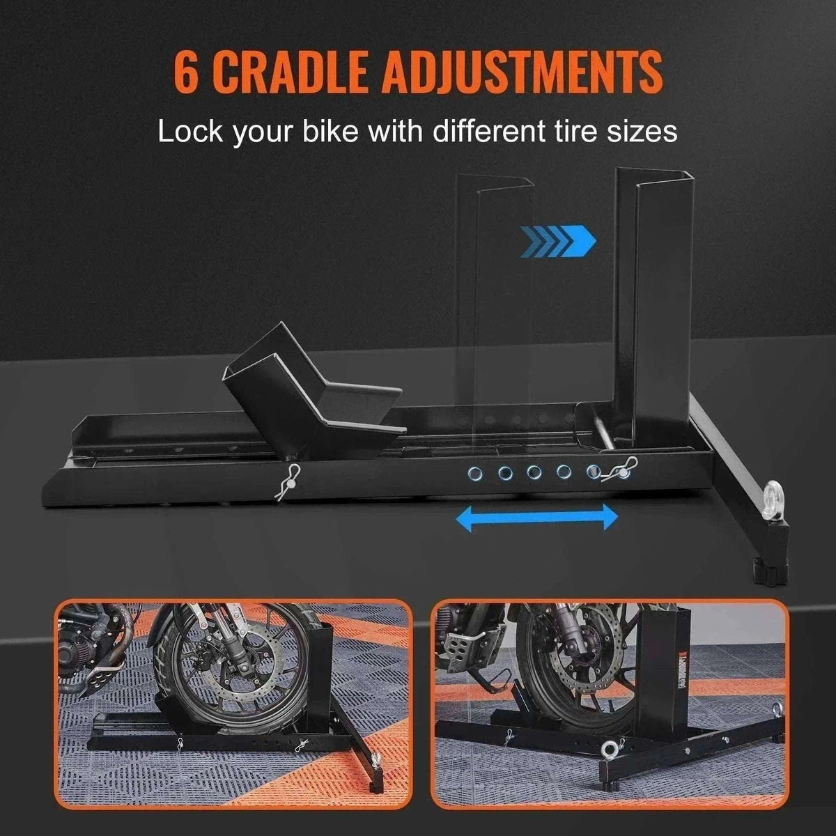 Motorcycle Wheel Chock Upright 1800 lb Adjustable Steel Stand-3 Adjustable Holes / france