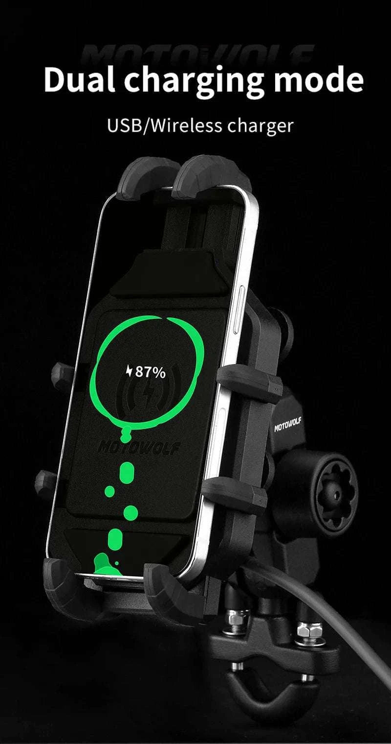 Motorcycle Wireless Charging Phone Mount with 360° Rotation Holder-Charging - mirror