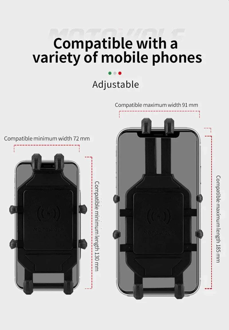 Motorcycle Wireless Charging Phone Mount with 360° Rotation Holder-Charging - mirror
