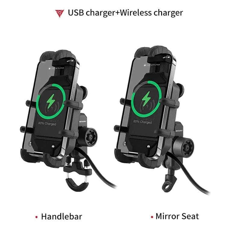 Motorcycle Wireless Charging Phone Mount with 360° Rotation Holder-Charging - mirror