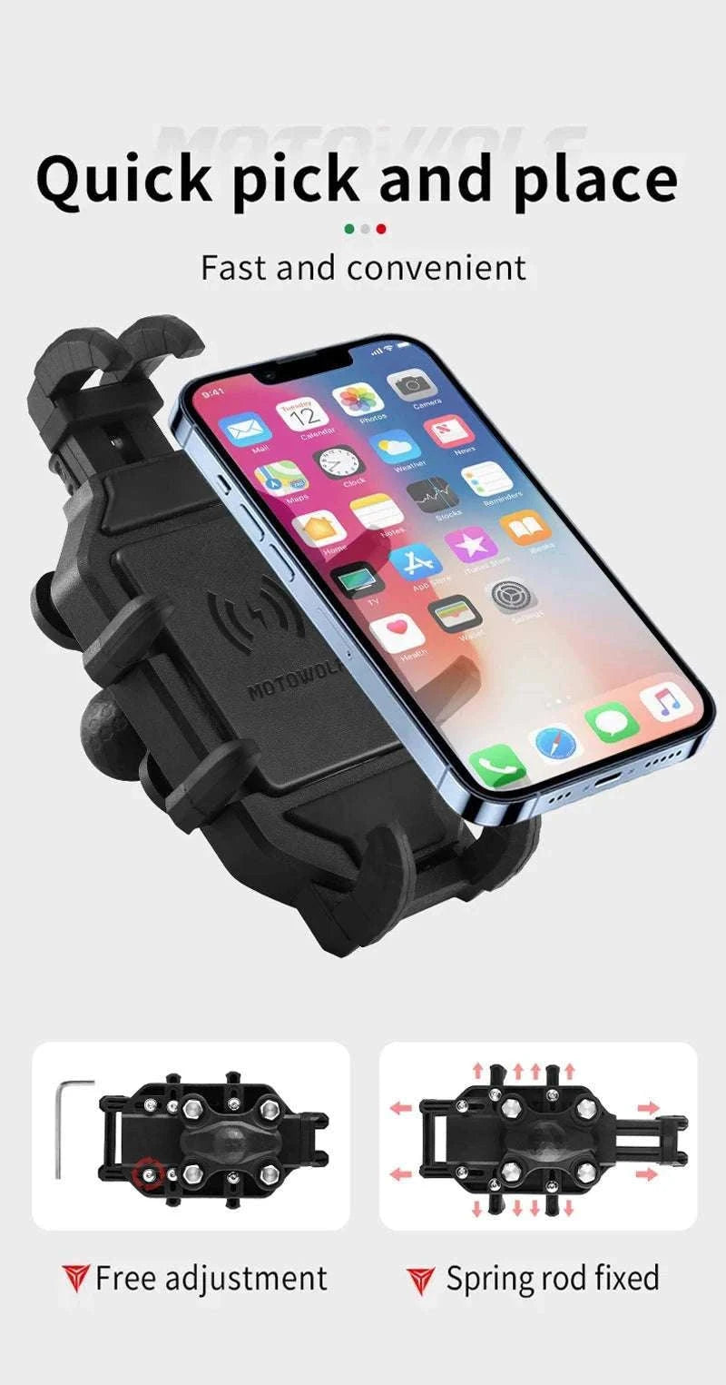 Motorcycle Wireless Charging Phone Mount with 360° Rotation Holder-Charging - mirror