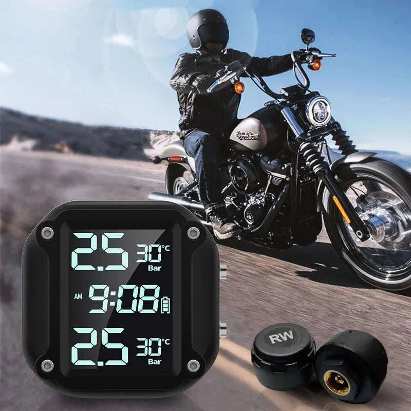 Motorcycle Wireless Tire Pressure Monitor with Digital Display-M5 external