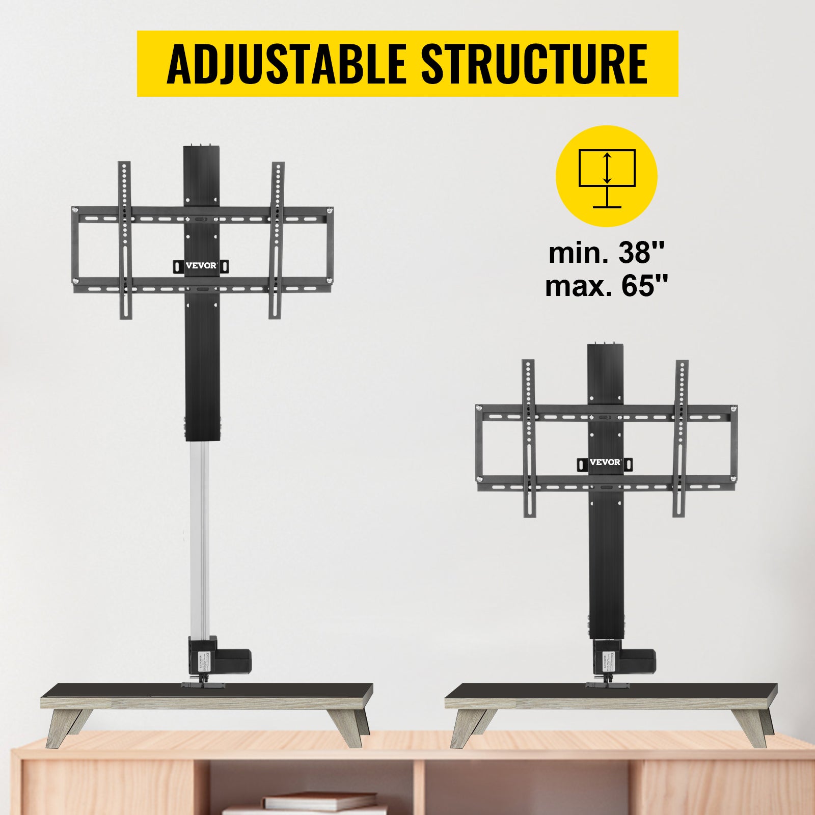 Motorized TV Lift Stand with Remote, Adjustable Height 42.3"–73.8"