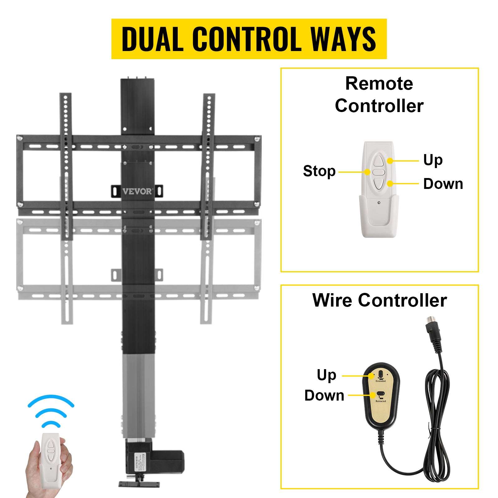 Motorized TV Lift Stand with Remote, Adjustable Height 42.3"–73.8"-20in 500mm Stroke / other / spain