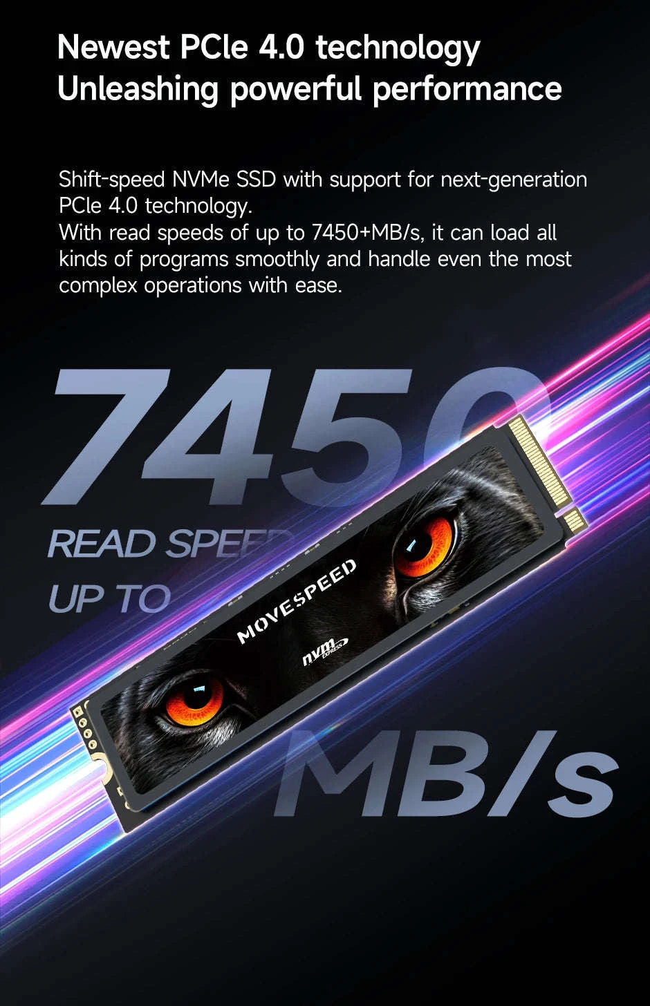 MOVESPEED PCIe 4.0 NVMe M.2 7450MB/s SSD-7500Mbps 1TB / spain
