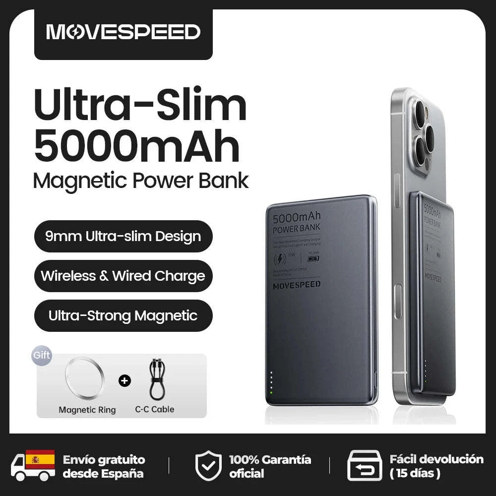 MOVESPEED S05 Slim Magnetic Power Bank 5000mAh-Gray / 10000mAh / spain