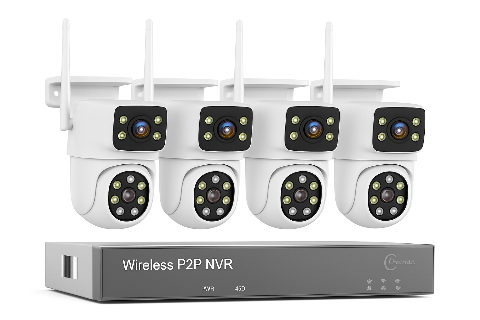 Wireless CCTV System PTZ Security Camera Kit with Two-Way Audio