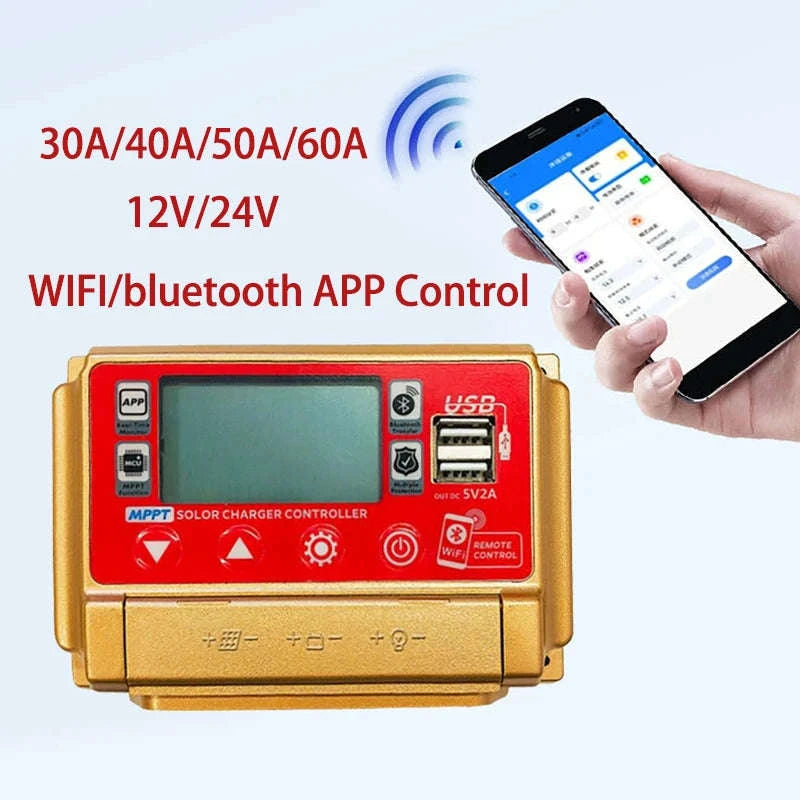 MPPT Solar Panel Charge Controller with Bluetooth and USB-Only bluetooth / 30A