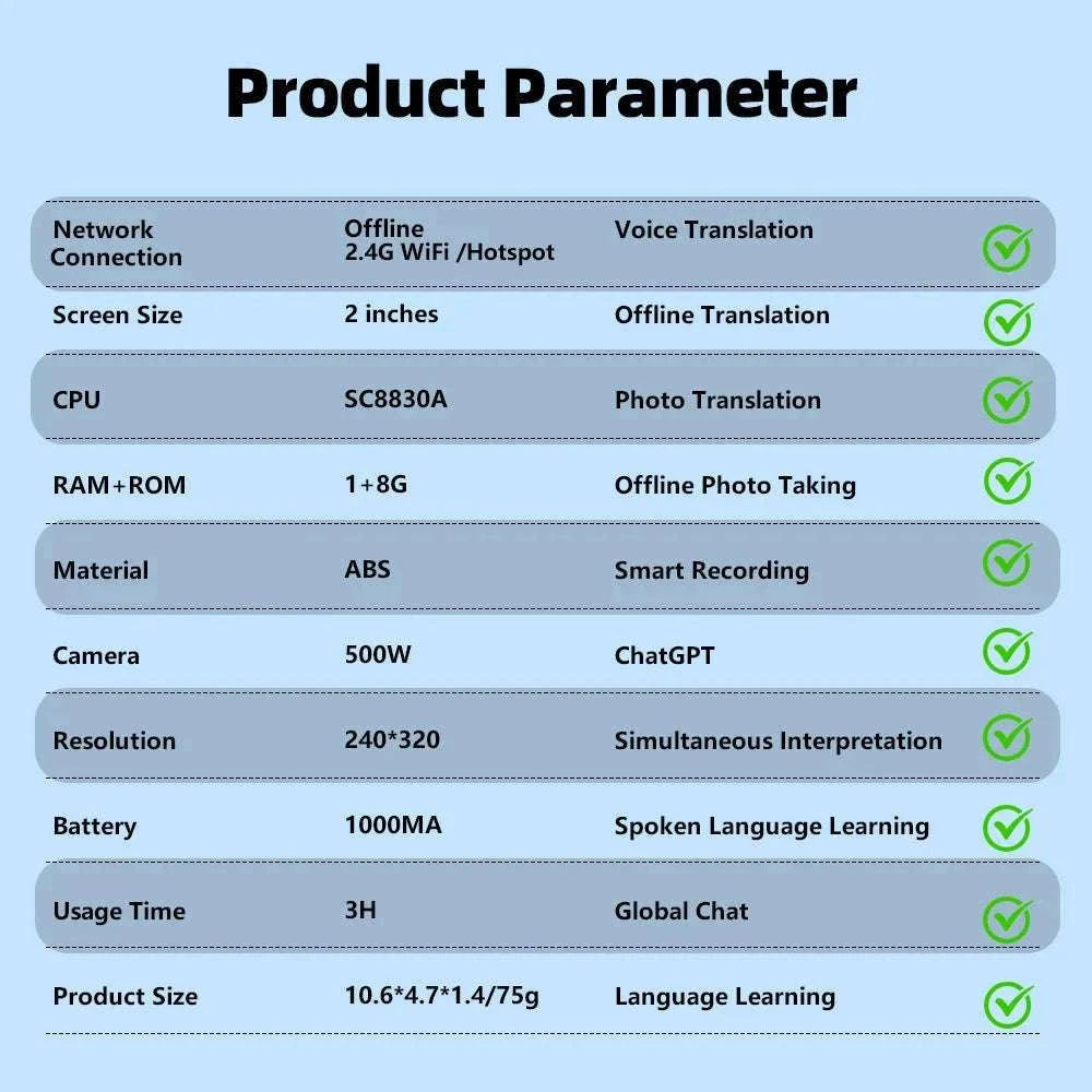 MSAI T20 160‑Language Translator with Camera and Real‑Time Voice Translation-T20