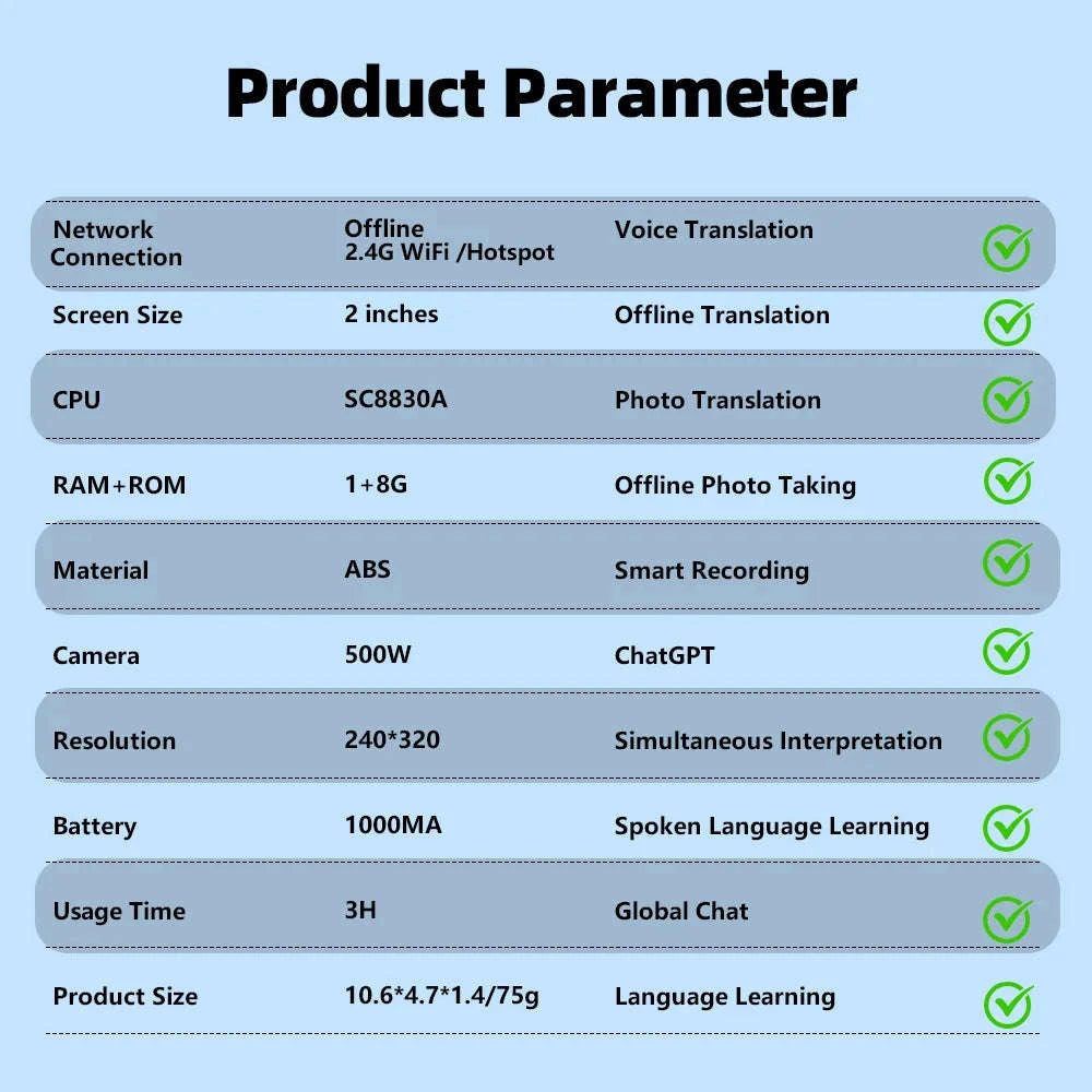 MSAI T20 160‑Language Translator with Camera and Real‑Time Voice Translation-T20