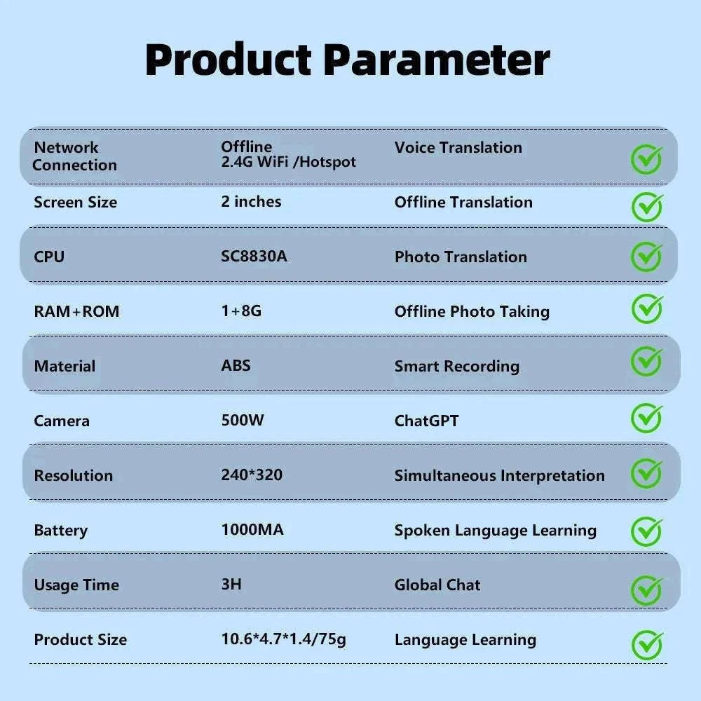 MSAI T20 160-Language Translator with Camera and Voice-T20