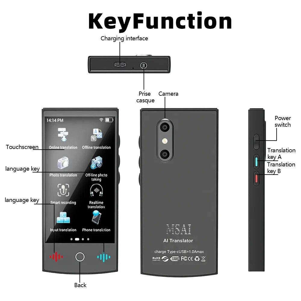 MSAI T26 160 Languages Voice Translator Online Photo 75 Languages Audio Translate 115 Offline Real Time Translation for Travel-T26