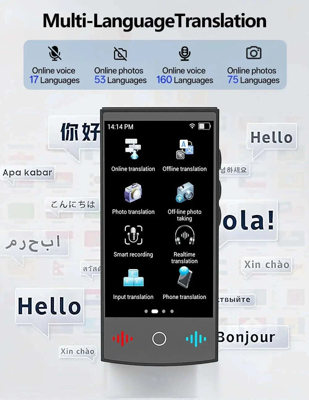 MSAI T26 160 Languages Voice Translator Online Photo 75 Languages Audio Translate 115 Offline Real Time Translation for Travel-T26
