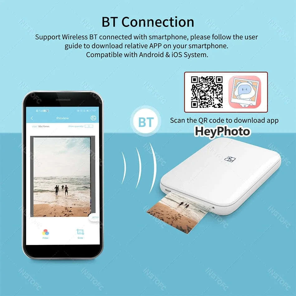 MT53 Pocket Photo Printer – Wireless Thermal Printer-Printer add 5pcs / Other
