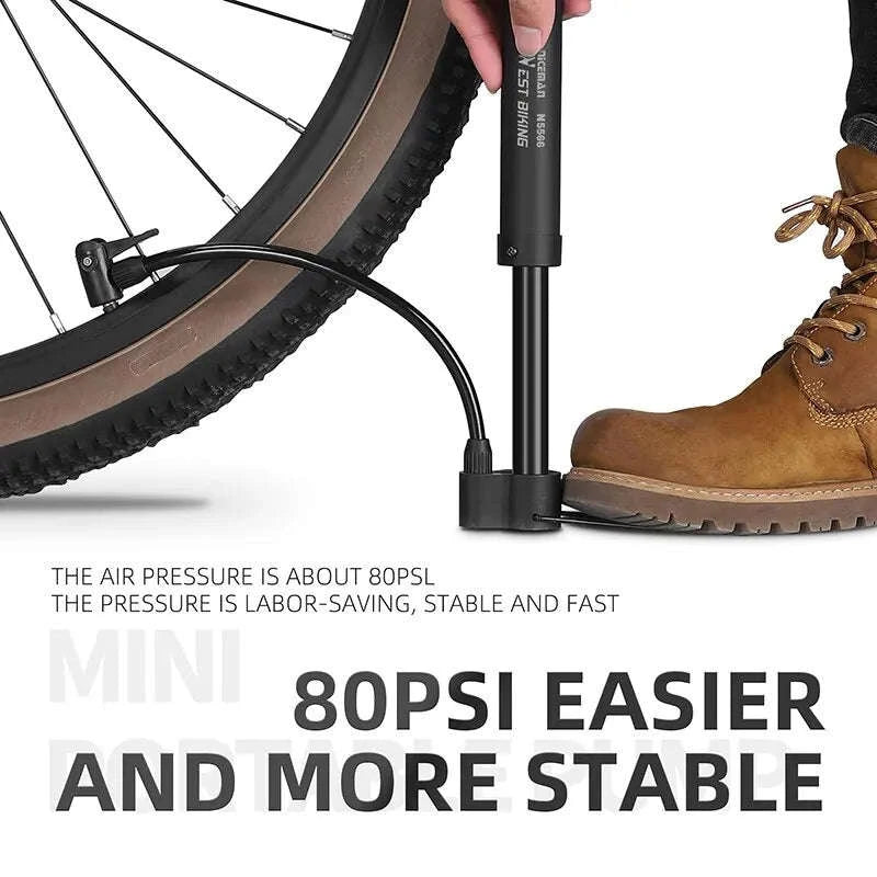 MTB Bicycle Pump 80 PSI Manual Floor Inflator-black