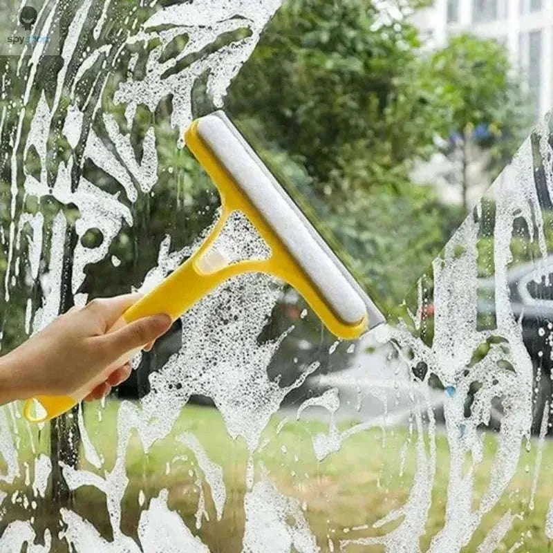 Multi-Function Glass Wiper Brush with Built-In Spray System-White