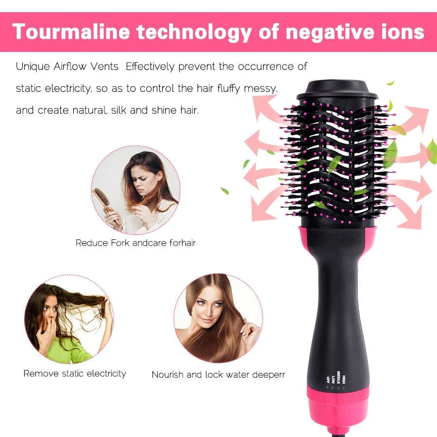Multi-Function Hair Dryer Brush 4 in 1 Hot Air Styler-Black / AU Plug