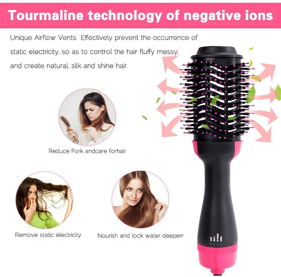 Multi-Function Hair Dryer Brush 4 in 1 Hot Air Styler-Black / AU Plug