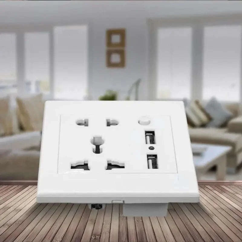 Multi‑Functional Home WiFi Control Socket with Dual USB Ports-Brown / 0GB