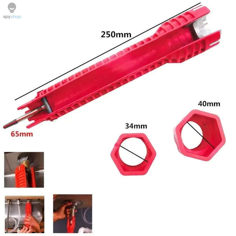 Multi-Functional Sanitary Wrench for Tight Plumbing Spaces-Red