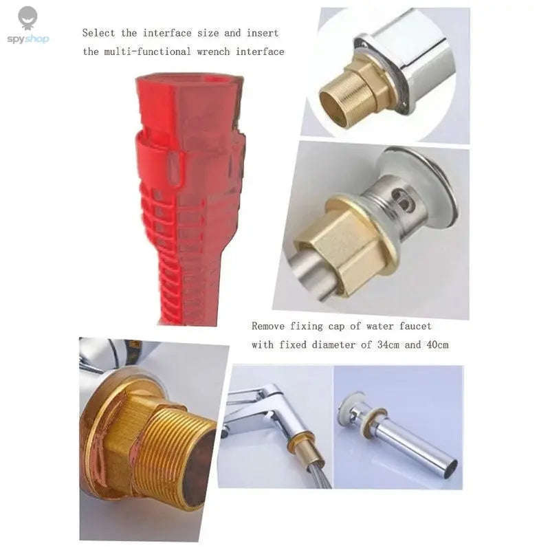 Multi-Functional Sanitary Wrench for Tight Plumbing Spaces-Red