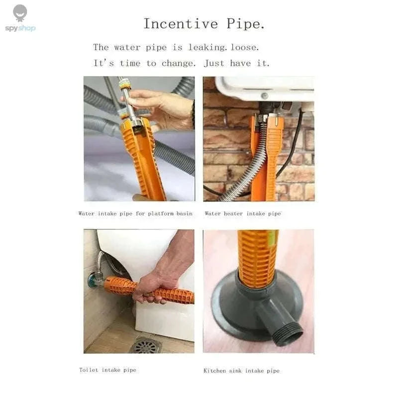 Multi-Functional Sanitary Wrench for Tight Plumbing Spaces-Red