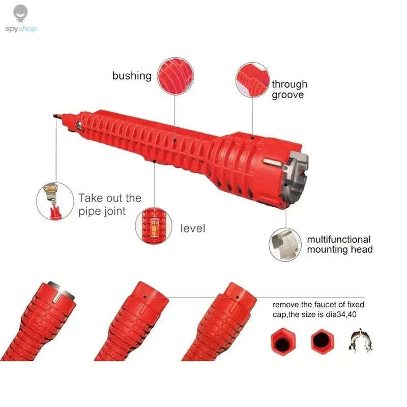 Multi-Functional Sanitary Wrench – Versatile Plumbing Tool for Tight Spaces-Red