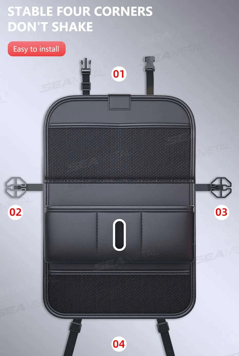 Multi-Pocket Car Seat Back Organizer with Foldable Tray-1 pc