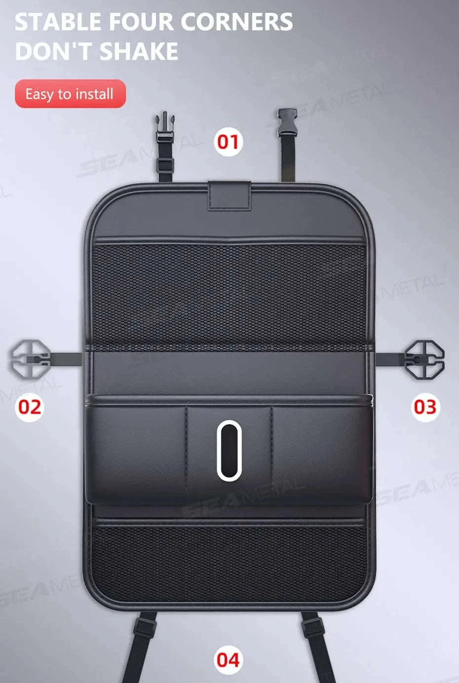 Multi-Pocket Car Seat Back Organizer with Foldable Tray-1 pc