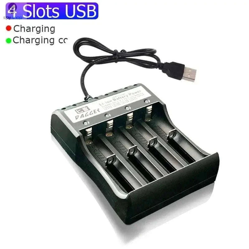 Multi-Slot USB 18650 Battery Charger for Lithium Cells-4 slots