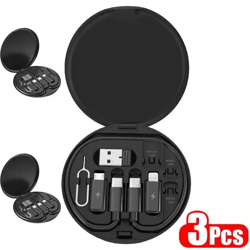 Multi USB Charging Adapter Cable Kit – 65W Fast Charging & Multi‑Device Connectivity-black