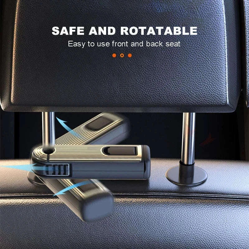 Multifunctional Car Headrest Hook and Phone Holder-Black