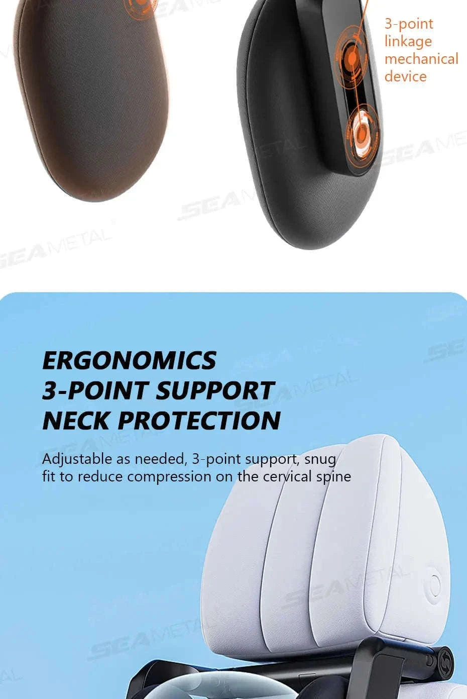 Multifunctional Car Headrest Memory Foam Neck Support Pillow-Black