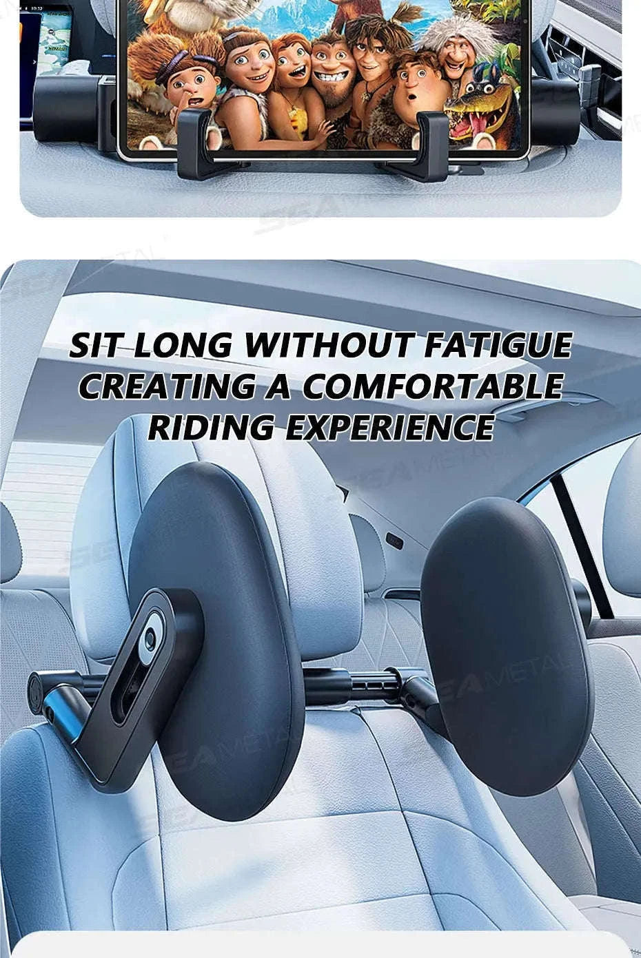Multifunctional Car Headrest Memory Foam Neck Support Pillow-Black