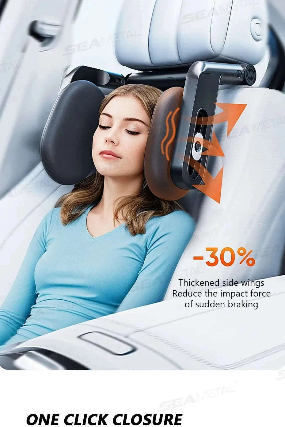Multifunctional Car Headrest Memory Foam Neck Support Pillow-Black