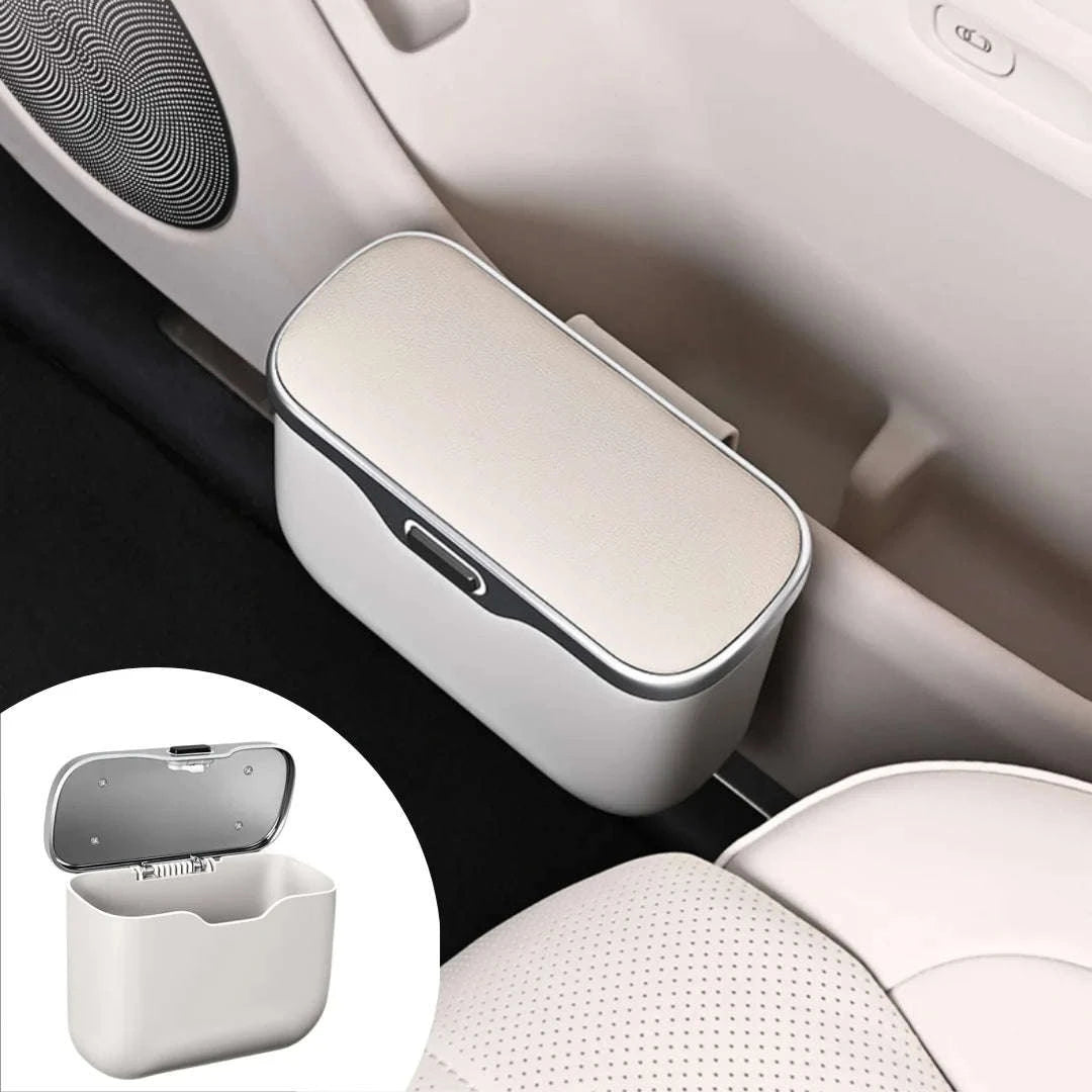 Multifunctional Car Trash Can with Lid Button-Orange