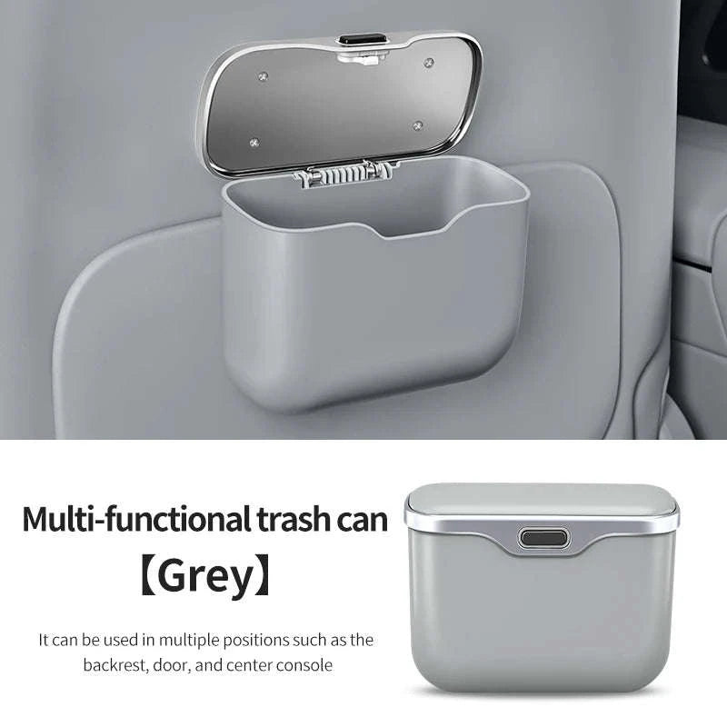 Multifunctional Car Trash Can with Lid Button-Orange