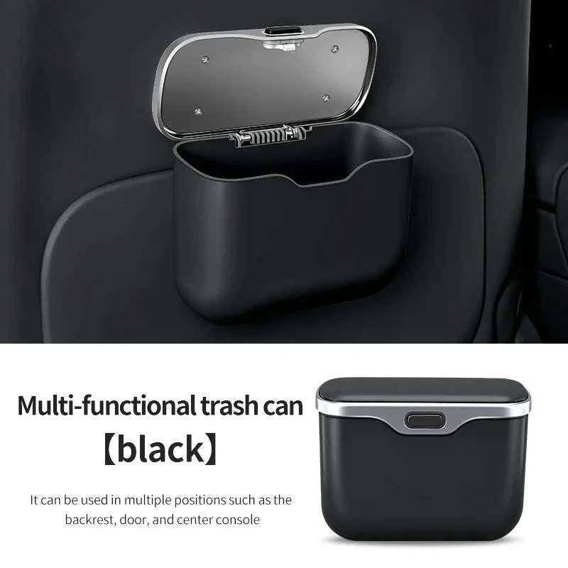 Multifunctional Car Trash Can with Lid Button-Orange