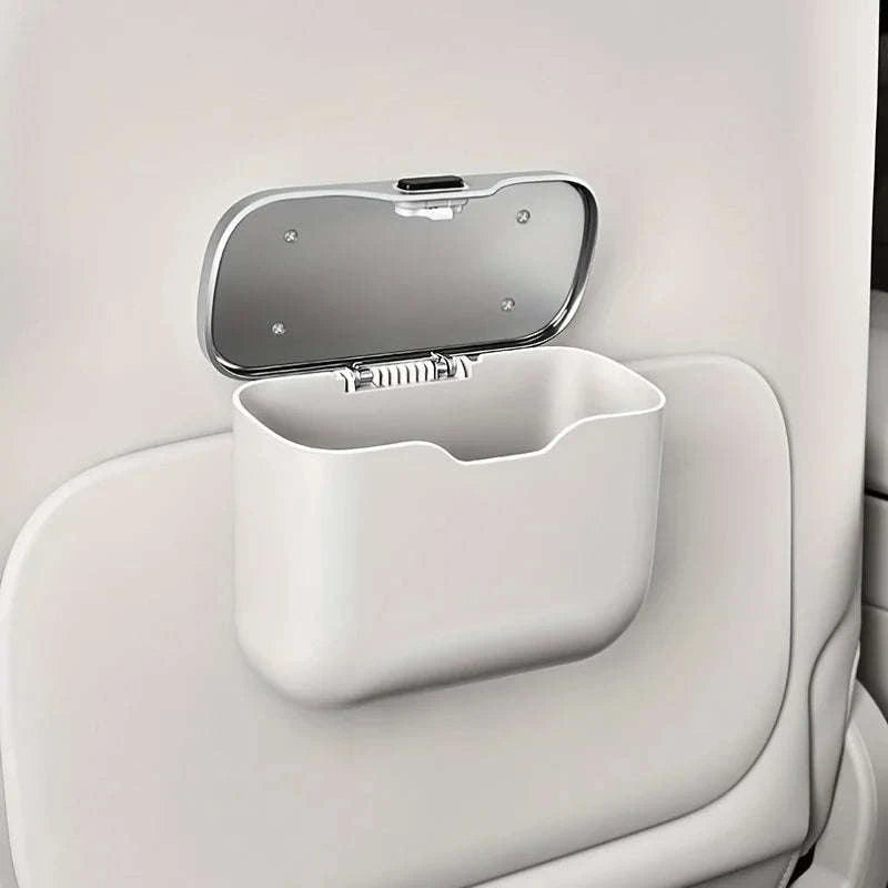 Multifunctional Car Trash Can with Lid Button-Orange