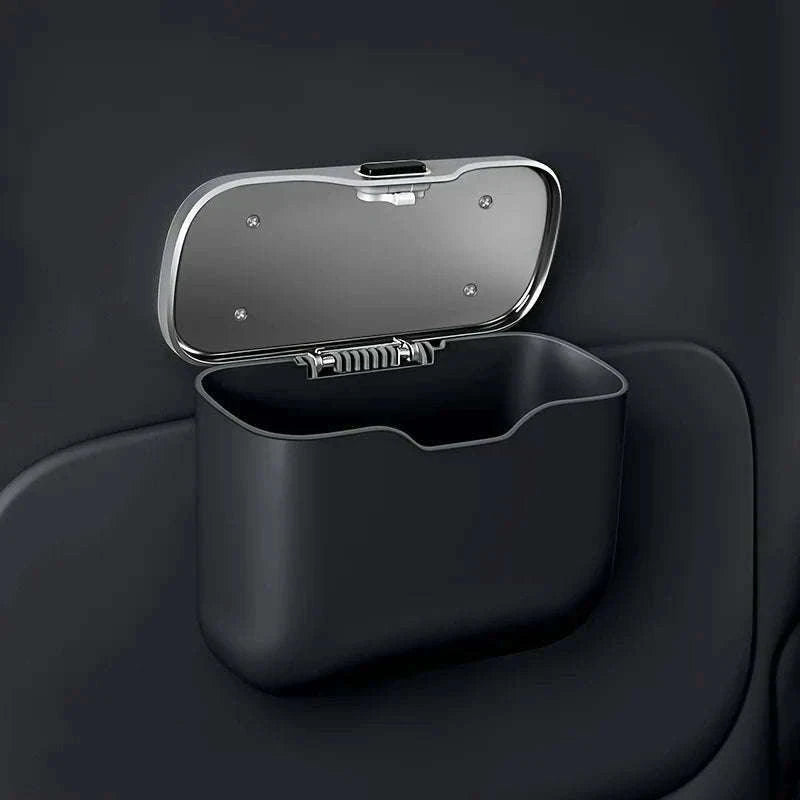 Multifunctional Car Trash Can with Lid Button-Orange