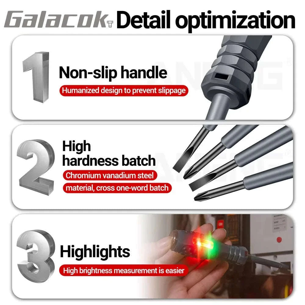Multifunctional Electrician Test Screwdriver Voltage Tester-Grey