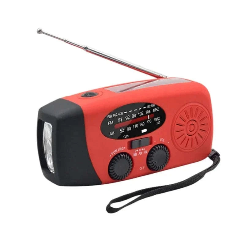 Multifunctional Emergency Hand Crank Radio with Solar Power-red