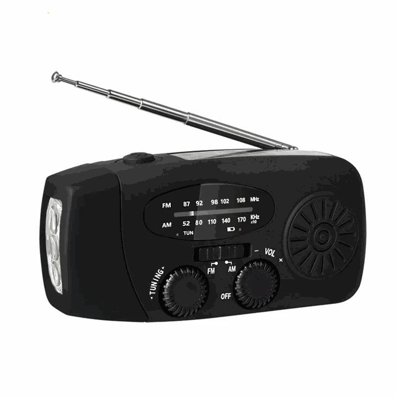 Multifunctional Emergency Hand Crank Radio with Solar Power-red